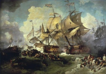 regents of the st elizabeth hospital of haarlem Painting - the battle of the first of june 1794 warships
